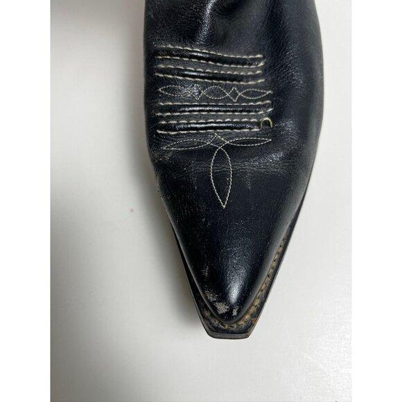 Mens Black Owings Vintage Cowboy Boots Leather Spain - Picture 5 of 10